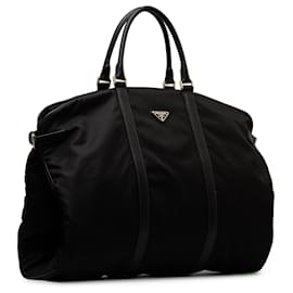 Prada-Prada Black Saffiano Trimmed Tessuto Garment Bag-Black