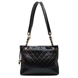 Chanel-Chanel Black Quilted Lambskin CC Shoulder Bag-Black