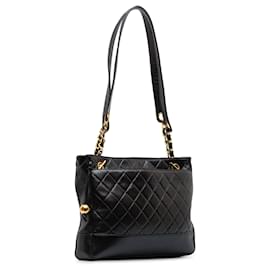 Chanel-Chanel Black Quilted CC Lambskin Shoulder Bag-Black