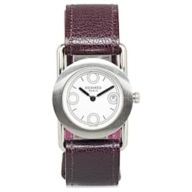 Hermès-Hermès Purple Quartz Steel Barneia Ronde Watch-Purple
