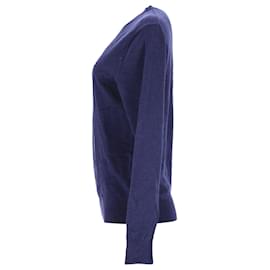 Tommy Hilfiger-Suéter masculino de algodão e seda com decote em V-Azul marinho