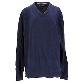 Tommy Hilfiger Pullover da uomo grande e alto con scollo a V Blu navy
