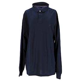 Tommy Hilfiger-Langärmliges Poloshirt für Herren in großen und großen Größen-Marineblau