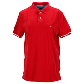 Tommy Hilfiger-Camisa polo masculina slim fit com ponta-Vermelho