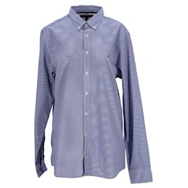 Tommy Hilfiger-Mens Slim Fit Long Sleeve Shirt Woven Top-Blue,Light blue