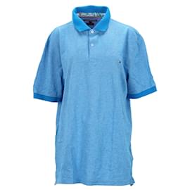 Tommy Hilfiger-Mens Tropical Print Collar Polo Shirt-Blue,Light blue