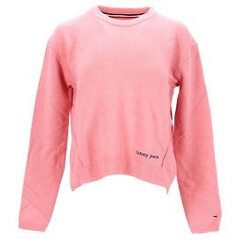 Tommy Hilfiger Rundhalspullover mit Seitenstichen für Damen Pink