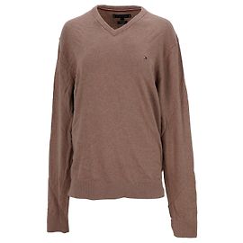 Tommy Hilfiger Herrenpullover aus Baumwollkaschmir mit V-Ausschnitt Gelb Kamel