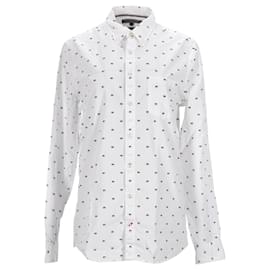 Tommy Hilfiger-Mens Slim Fit Long Sleeve Shirt Woven Top-White