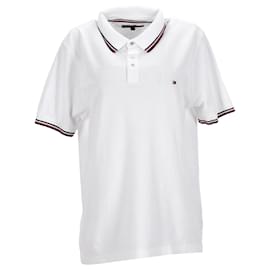 Tommy Hilfiger-Mens Signature Tape Slim Fit Polo-White