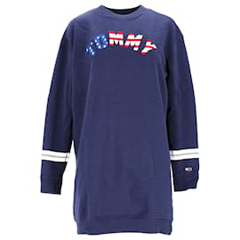 Tommy Hilfiger-Tommy Hilfiger Damen-Sweatshirtkleid mit Logo aus blauer Baumwolle-Blau