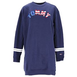 Vestido feminino com moletom com logotipo Tommy Hilfiger em algodão azul Azul