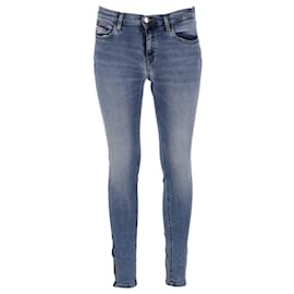 Tommy Hilfiger-Calça jeans feminina Nora skinny fit com zíper no tornozelo-Azul,Azul claro