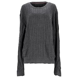 Tommy Hilfiger-Tommy Hilfiger Jersey de punto trenzado con cuello redondo para hombre en algodón gris-Gris