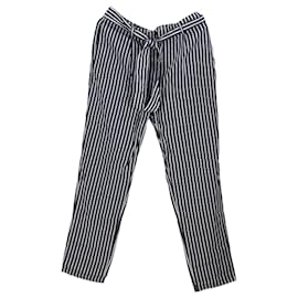 Tommy Hilfiger-Womens Stripe Tie Belt Trousers-Blue