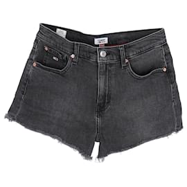 Tommy Hilfiger-Damen Jeans-Hotpants mit ungesäumtem Saum-Grau