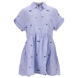 Tommy Hilfiger-Womens Logo Embroidery Short Sleeve Shirt Dress-Blue,Light blue