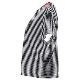 Tommy Hilfiger-T-shirt corta da donna a righe in viscosa testurizzata-Blu navy