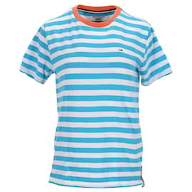Tommy Hilfiger-T-shirt coupe boyfriend en coton biologique pour femme-Bleu,Bleu clair