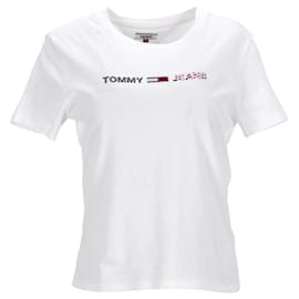 Tommy Hilfiger-Camiseta de punto de algodón orgánico suave para mujer-Blanco