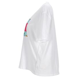 Tommy Hilfiger-T-shirt corta da donna in cotone organico con logo floreale-Bianco