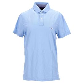Tommy Hilfiger Polo masculino de algodão puro Azul Azul claro