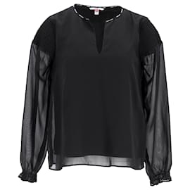 Tommy Hilfiger-Camicetta grembiule in chiffon da donna-Nero