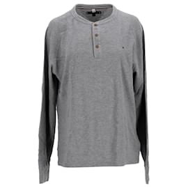 Tommy Hilfiger-Mens Waffle Texture Long Sleeve T Shirt-Grey