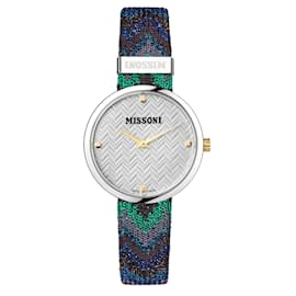 Missoni-Missoni M1 Leather Watch-Silvery,Metallic