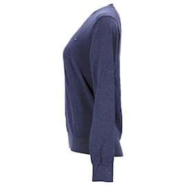 Tommy Hilfiger-Suéter masculino de algodão e seda com decote em V-Azul