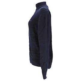Tommy Hilfiger-Tommy Hilfiger Pull épais en tricot zippé pour homme en coton bleu marine-Bleu Marine