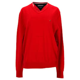 Tommy Hilfiger-Mens Lambswool Jumper-Red