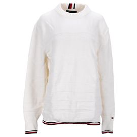 Tommy Hilfiger Pull à rayures texturées en pur coton pour homme Blanc