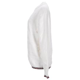 Tommy Hilfiger-Pull à rayures texturées en pur coton pour homme-Blanc