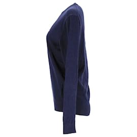 Tommy Hilfiger-Suéter masculino Tommy Hilfiger com decote em V em caxemira de algodão azul marinho-Azul marinho