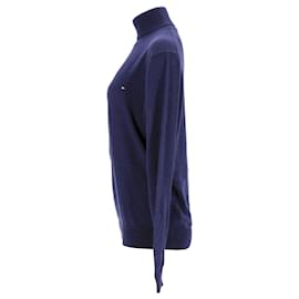 Tommy Hilfiger-Jersey de cuello alto de seda y algodón para hombre-Azul