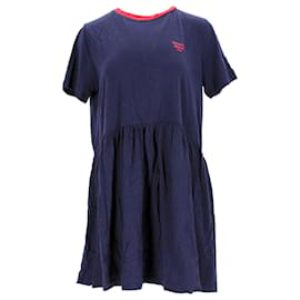 Tommy Hilfiger-Vestido camiseta feminino Tommy Hilfiger com decote contrastante em algodão azul marinho-Azul marinho