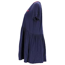 Tommy Hilfiger-Tommy Hilfiger Vestido estilo camiseta con escote en contraste para mujer en algodón azul marino-Azul marino