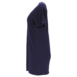 Tommy Hilfiger-Tommy Hilfiger Damen T-Shirt-Kleid aus Bio-Baumwolle mit Logo am Hals aus blauer Baumwolle-Blau