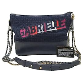Chanel-Bolsa Chanel Gabrielle de Tweed Azul Marinho-Multicor