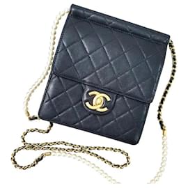 Chanel-Chanel Black Small Chic Pearls Flap Bag-Black