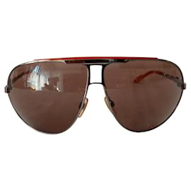 Dolce & Gabbana-Oversized aviator sunglasses-Metallic,Dark brown