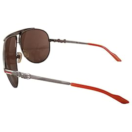 Dolce & Gabbana-Übergroße Pilotenbrille-Metallisch,Dunkelbraun