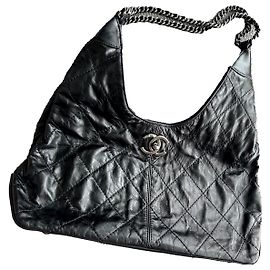 Chanel Hobo 2013 Black Leather Handbag Black