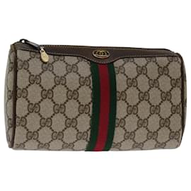 Gucci-Pochette GUCCI GG Supreme Web Sherry Line Beige Verde Rosso 010 378 auth 67662-Rosso,Beige,Verde