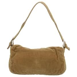 Fendi-FENDI Mamma Baguette Shoulder Bag Corduroy Brown Auth yk11013-Brown