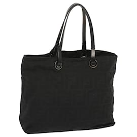 Fendi-FENDI Zucca Canvas Hand Bag Black Auth hk1176-Black