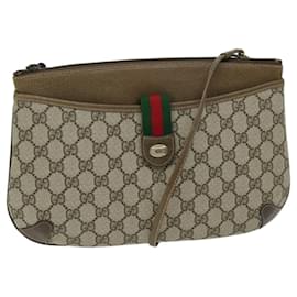 Gucci-GUCCI GG Supreme Web Sherry Line Shoulder Bag Red Beige 904 02 028 Auth yk11023-Red,Beige