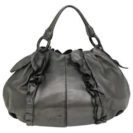 Prada-PRADA Shoulder Bag Leather Silver Auth fm3197-Silvery