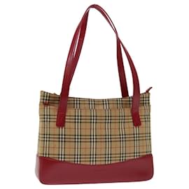Burberry-BURBERRY Nova Check Tote Bag Canvas Bege Auth ep3587-Bege